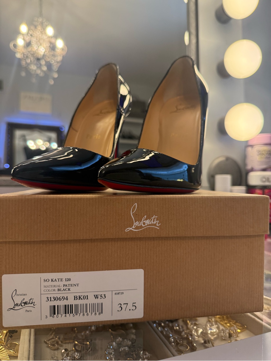 Christian Louboutin Black Patent So Kate 120 Pumps With Red Sole - 37.5